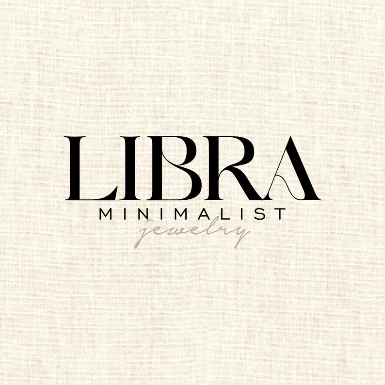 May include: Black and white logo for a jewelry brand called "LIBRA MINIMALIST jewelry".
