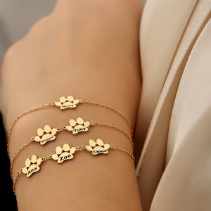 Bracelet personnalisé patte de chien, bijoux personnalisés pour animal de compagnie, bracelet nom avec empreinte de patte, cadeau commémoratif pour animal de compagnie, bracelet pour amoureux des chiens, cadeau de Noël image 4