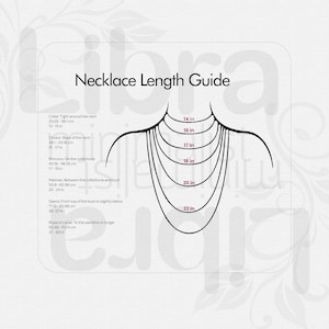 May include: A guide to necklace lengths in inches, with a diagram showing the different lengths on a person's neck and chest. The lengths are labeled with the corresponding measurements in inches, ranging from 14 to 22 inches. The guide also includes the names of the different necklace lengths, such as collar, choker, princess, matinee, opera, and rope or lariat.