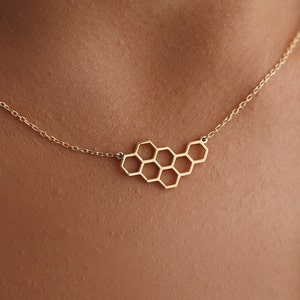 Honeycomb Necklace, Geometry Shape, Layering Necklace, Birthday Necklace, Gift For Her, Christmas Gift, image 2