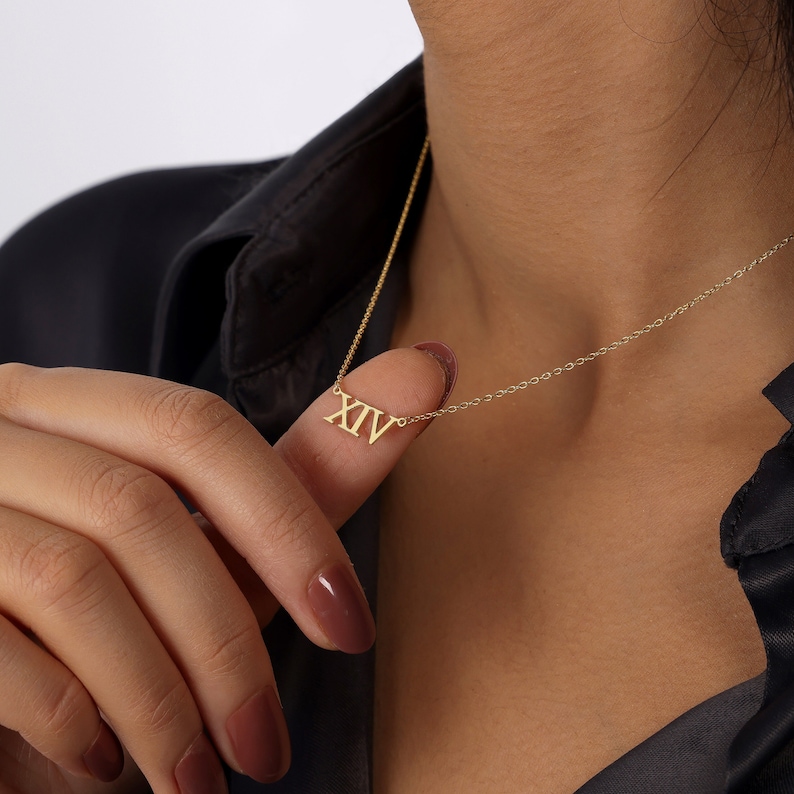 18K Gold Roman Numeral Necklace