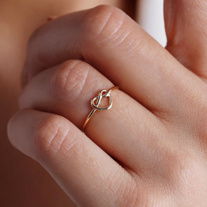 Heart Knot Ring Love Knot Jewelry Gold Infinity Ring Dainty Promise Ring Christmas Gift Romantic Gift Gift for Her image 6