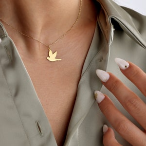 Zierliche Taube Vogel Halskette, Taube Anhänger, Vogel Halsband, Freiheit Halskette, fliegende Vogel Halskette, Geschenk für Vogel-Liebhaber, Vogel Schmuck Bild 2