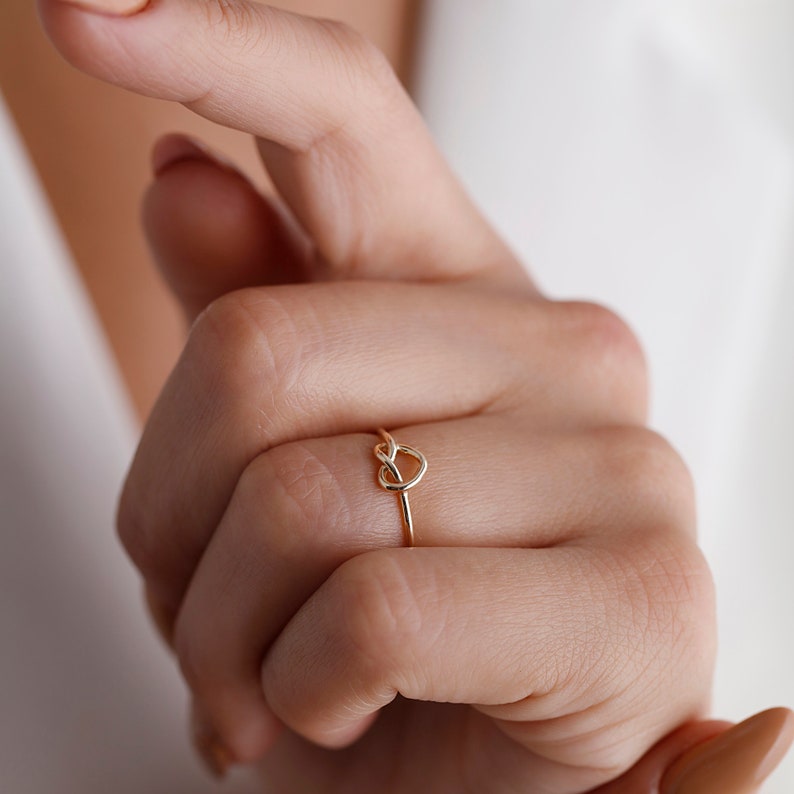 Heart Knot Ring Love Knot Jewelry Gold Infinity Ring Dainty Promise Ring Christmas Gift Romantic Gift Gift for Her image 5