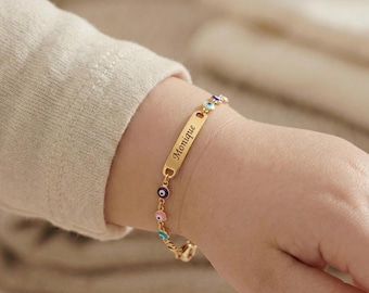 Personalized Evil Eye Baby Bracelet, Minimalist Protection