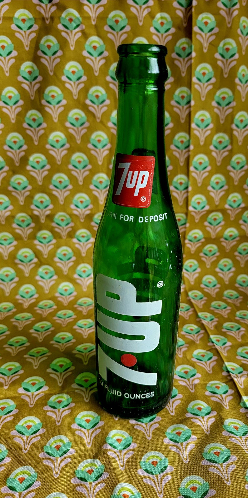 RARE VINTAGE 1970s Green 7up Glass Bottle Return for Deposit Etsy