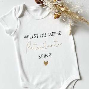 Babybody Newborn Willst du Patenonkel Patentante Geburt Geschenk Schwangerschaft verkünden Bodysuit personalisiert Bild 1
