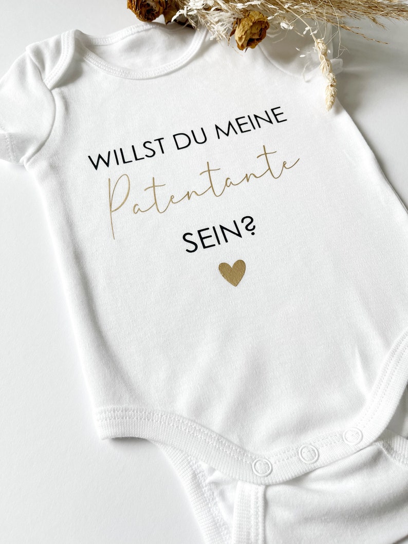 Babybody Newborn Willst du Patenonkel Patentante Geburt Geschenk Schwangerschaft verkünden Bodysuit personalisiert Bild 2