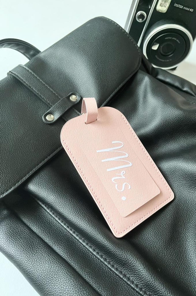 Luggage tag Personalized Luggage tag Initials Icon honeymoon Mr & Mrs wedding Gift Travel Vacation image 2