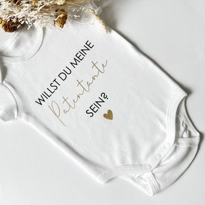 Babybody Newborn Willst du Patenonkel Patentante Geburt Geschenk Schwangerschaft verkünden Bodysuit personalisiert Bild 3