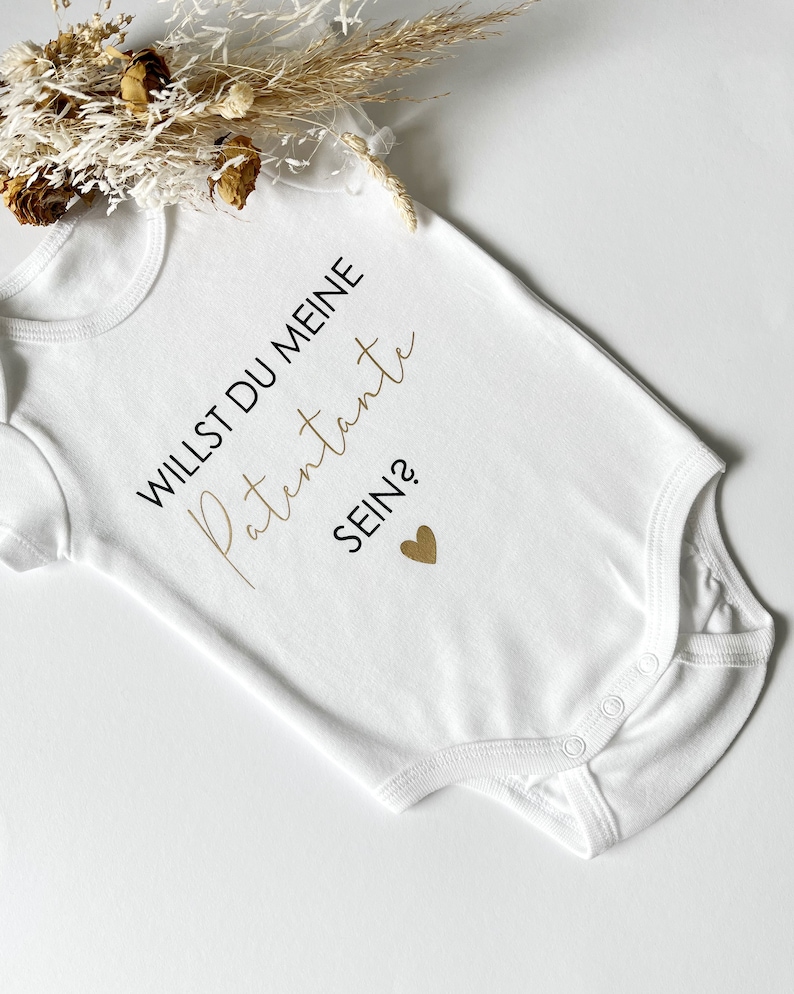 Babybody Newborn Willst du Patenonkel Patentante Geburt Geschenk Schwangerschaft verkünden Bodysuit personalisiert Bild 3