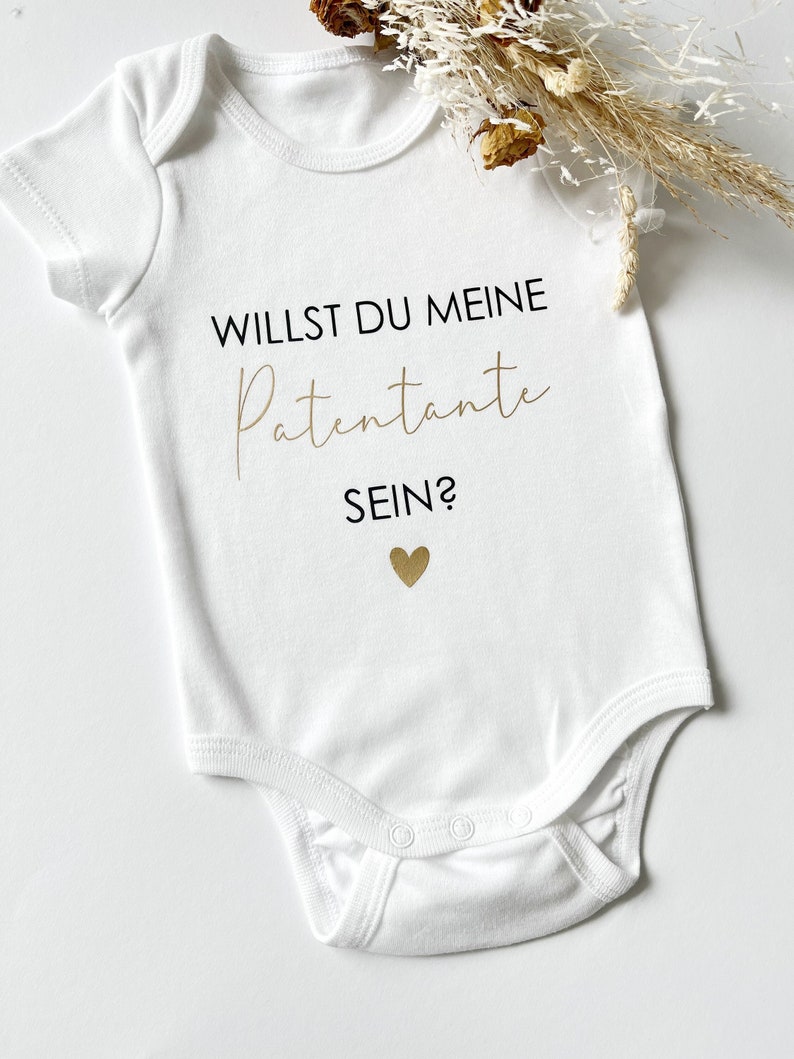 Babybody Newborn Willst du Patenonkel Patentante Geburt Geschenk Schwangerschaft verkünden Bodysuit personalisiert Bild 1