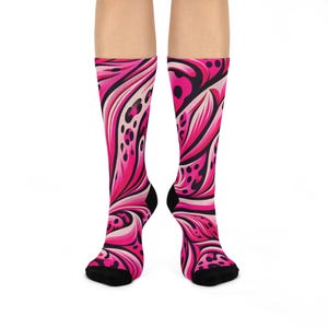 Pink Flying Feline - Cushioned Crew Socks