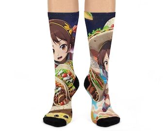 Anime Tacos dempende sokken met ronde hals