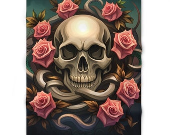 Calavera y rosas Manta