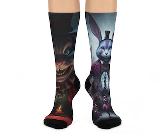 Gothic Alice in Wonderland dempende sokken met ronde hals, V3