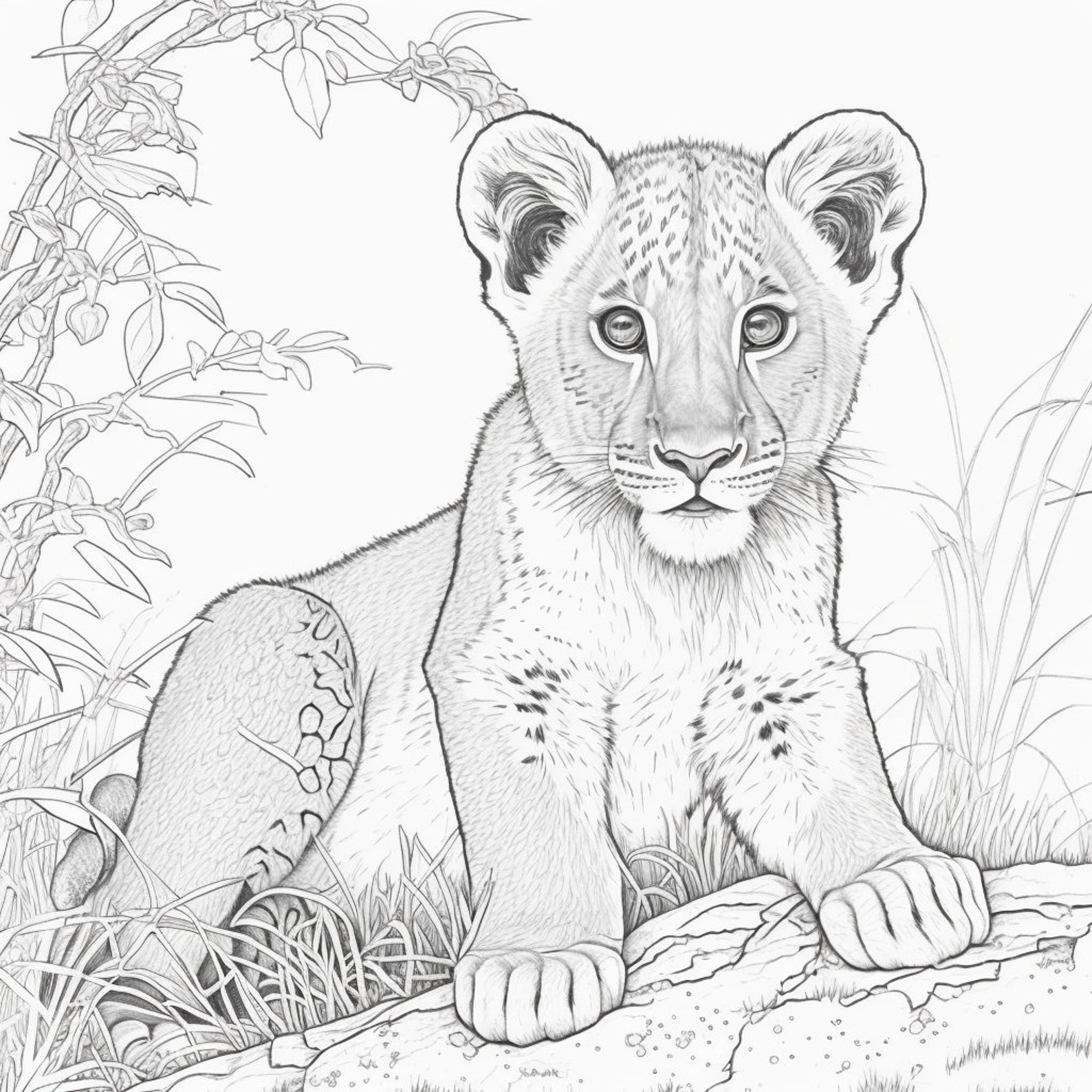 Children's Animal Digital Art Coloring Pages for Kids and Adults Etsy