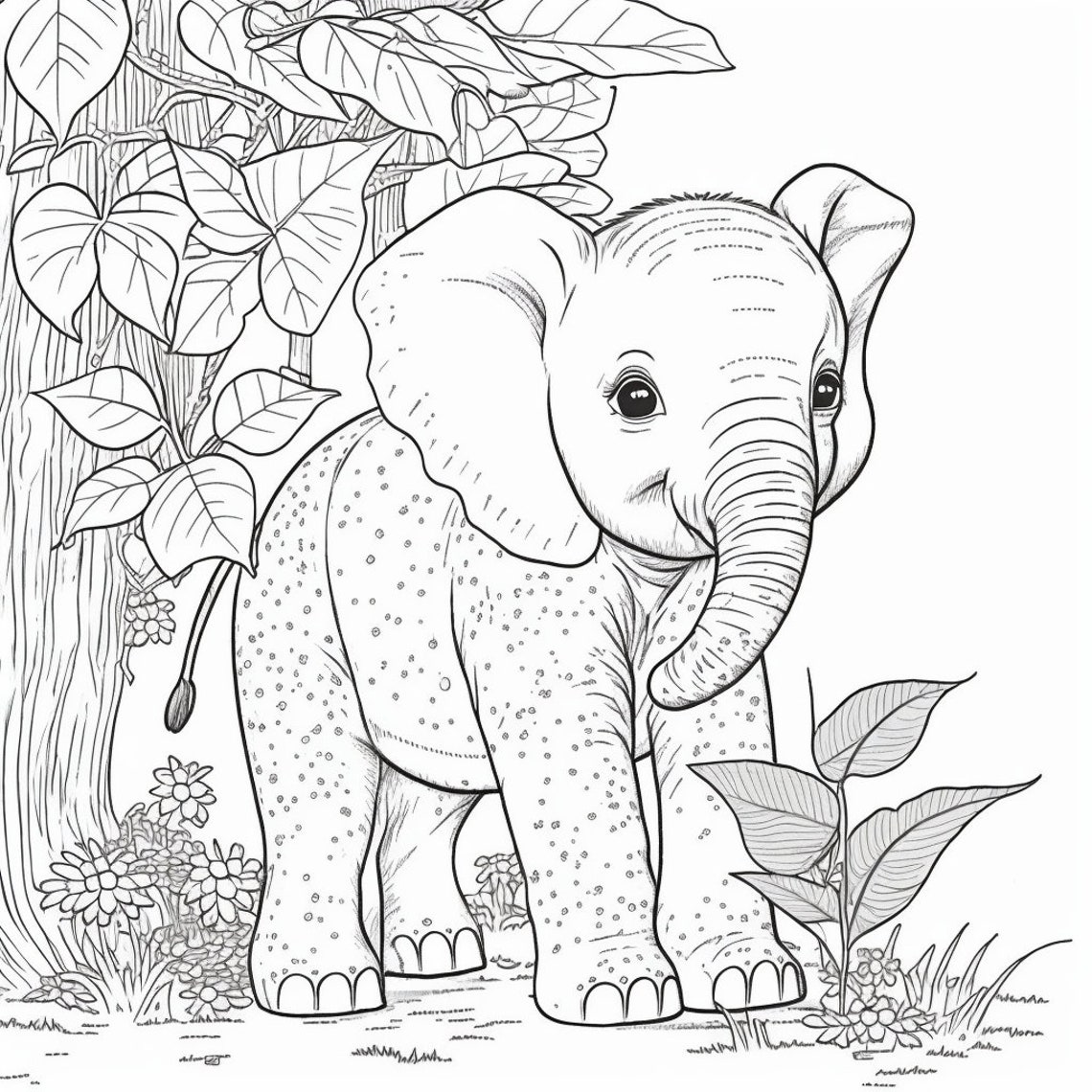 Children's Animal Digital Art Coloring Pages for Kids and Adults Etsy