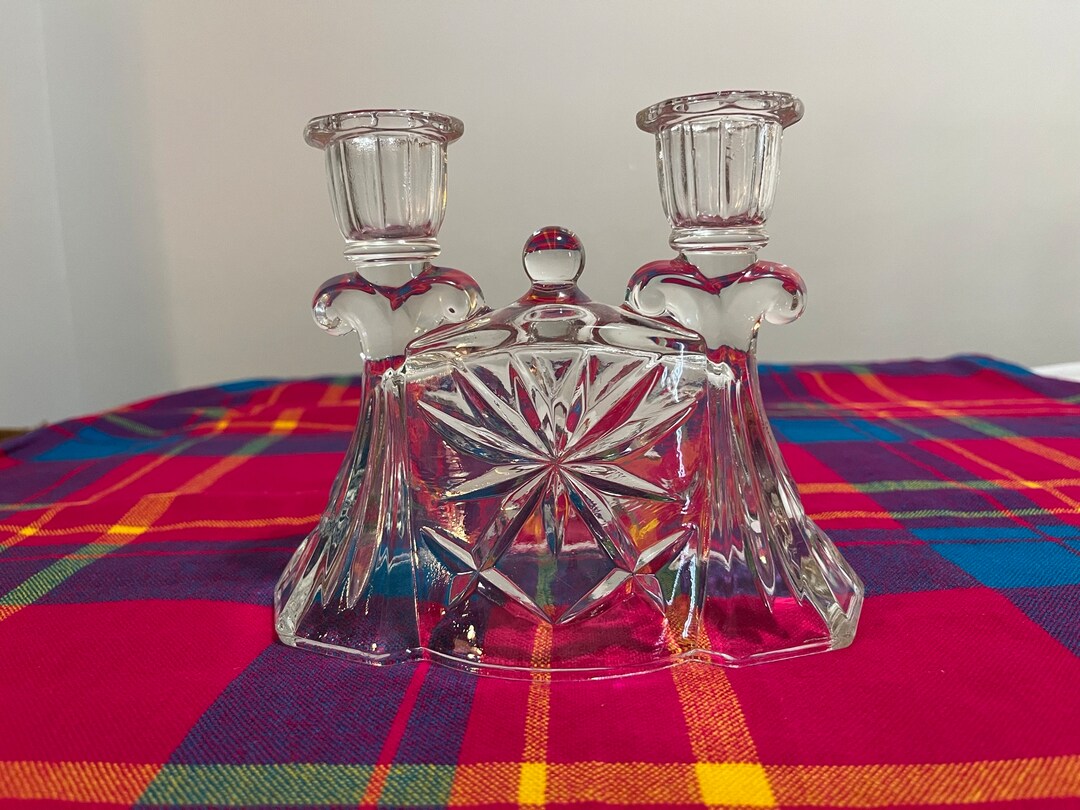 Vintage Glassware Candelabra Candle Holder Etsy
