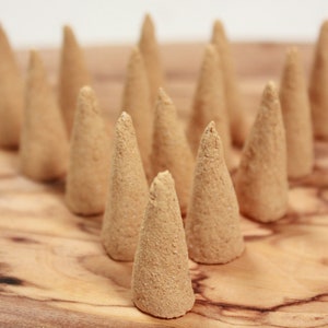 Sandalwood & Copal, Backflow Incense Cones ~ Handmade Incense Cones | Real Woods and Flowers | No Artificial Fragrances | Made in USA