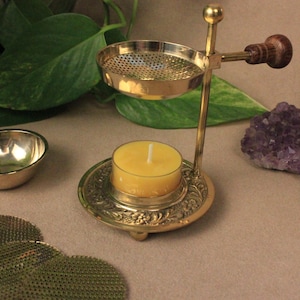 Brass Tea Light Resin Burner - Resin Incense Burner, Metal Incense Burner, Loose Incense Burner, Adjustable Height, Durable Build