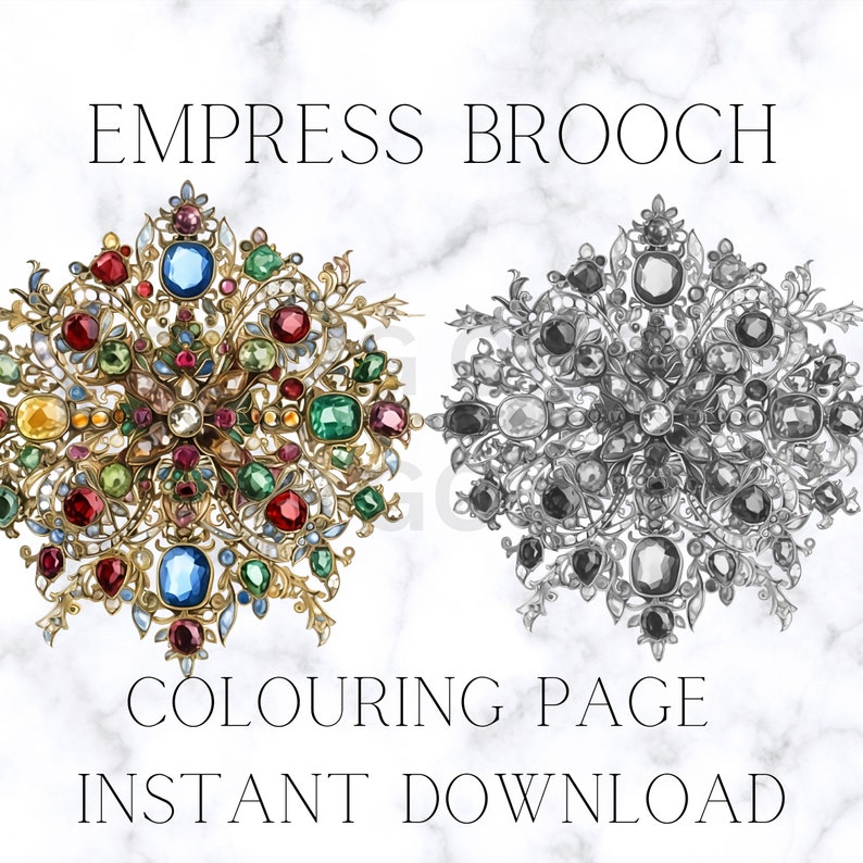 1 Empress Brooch Colouring Page for Adults + Kids Grayscale Colouring ...