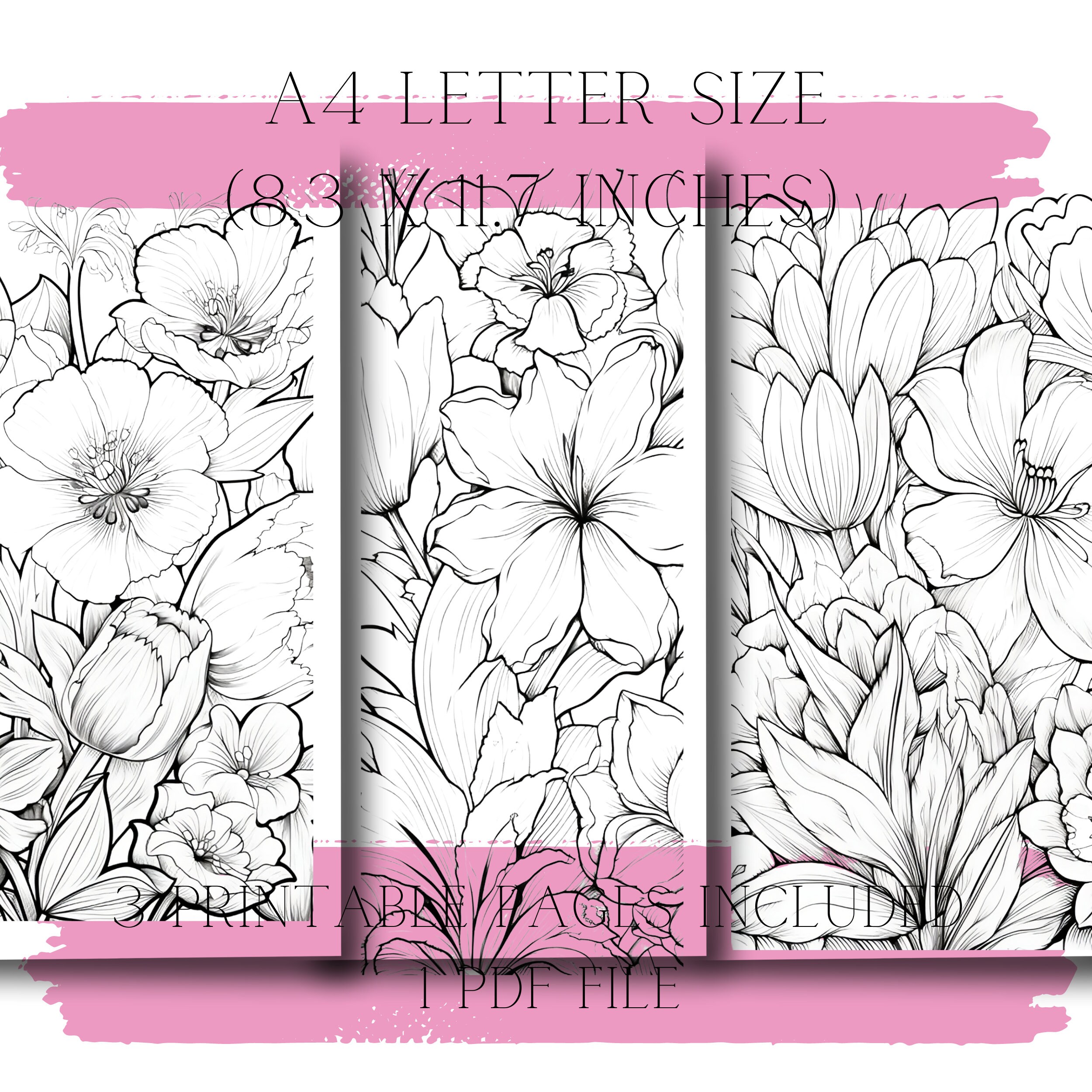 3 Pages Spring Bouquet Colouring Pages | Colouring Book |art Activity ...