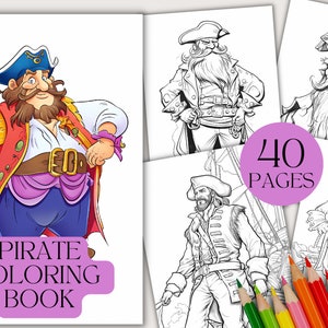 40 Pirate Colouring Pages | Colouring Book | Educational Art Activity For Kids and Adults | Digital Stamp | Instant Download | Printable PDF