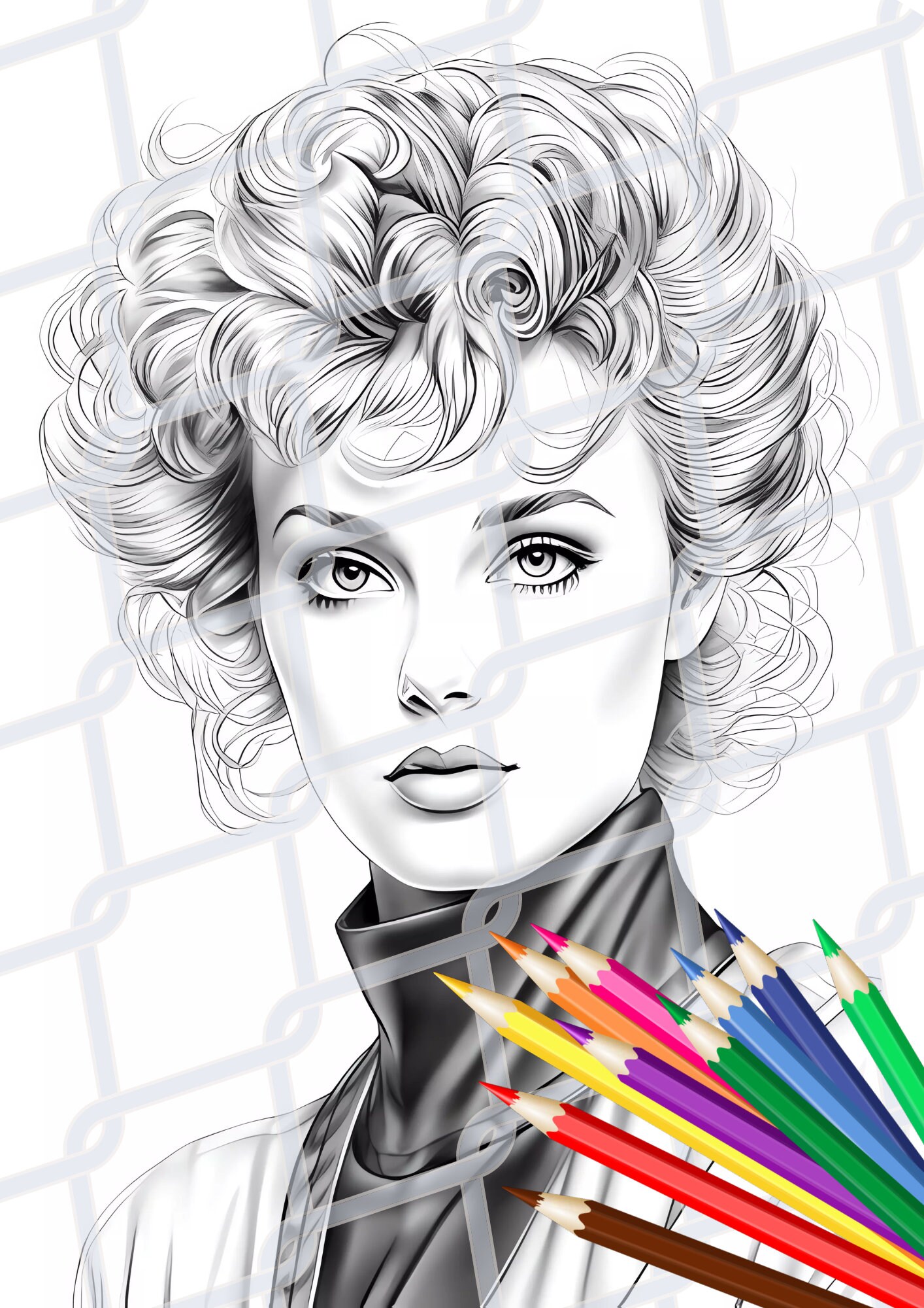 40 Women of the 80s Coloring Book for Her Grayscale Colouring Pages for