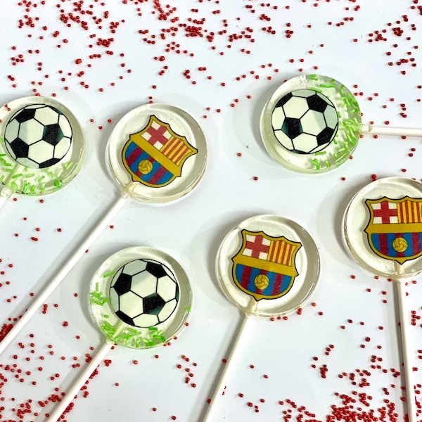 Sucettes avec logo Football FC Barcelone, bonbons durs faits main sans sucre