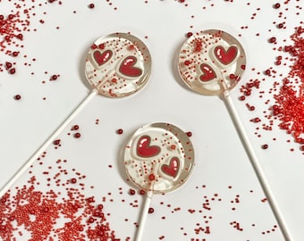 Sucettes Saint-Valentin coeurs jumeaux, bonbons durs faits main sans sucre