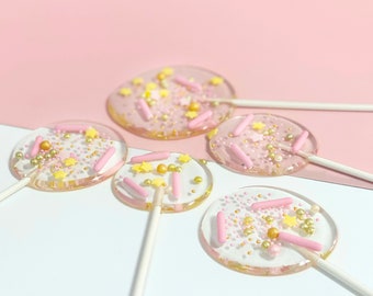 Rosa Streusel Lollipops handgemachte zuckerfreie Bonbons