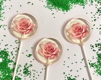 Lecca lecca Pink Rose caramelle dure fatte a mano senza zucchero