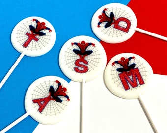 Spiderman nom initial sucettes faites à la main bonbons durs sans sucre