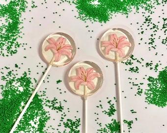 Pink Lily lollipops handmade sugar-free hard candy