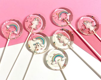 Baby Einhorn und Regenbogen benutzerdefinierte Lutscher handgemachte harte Bonbons