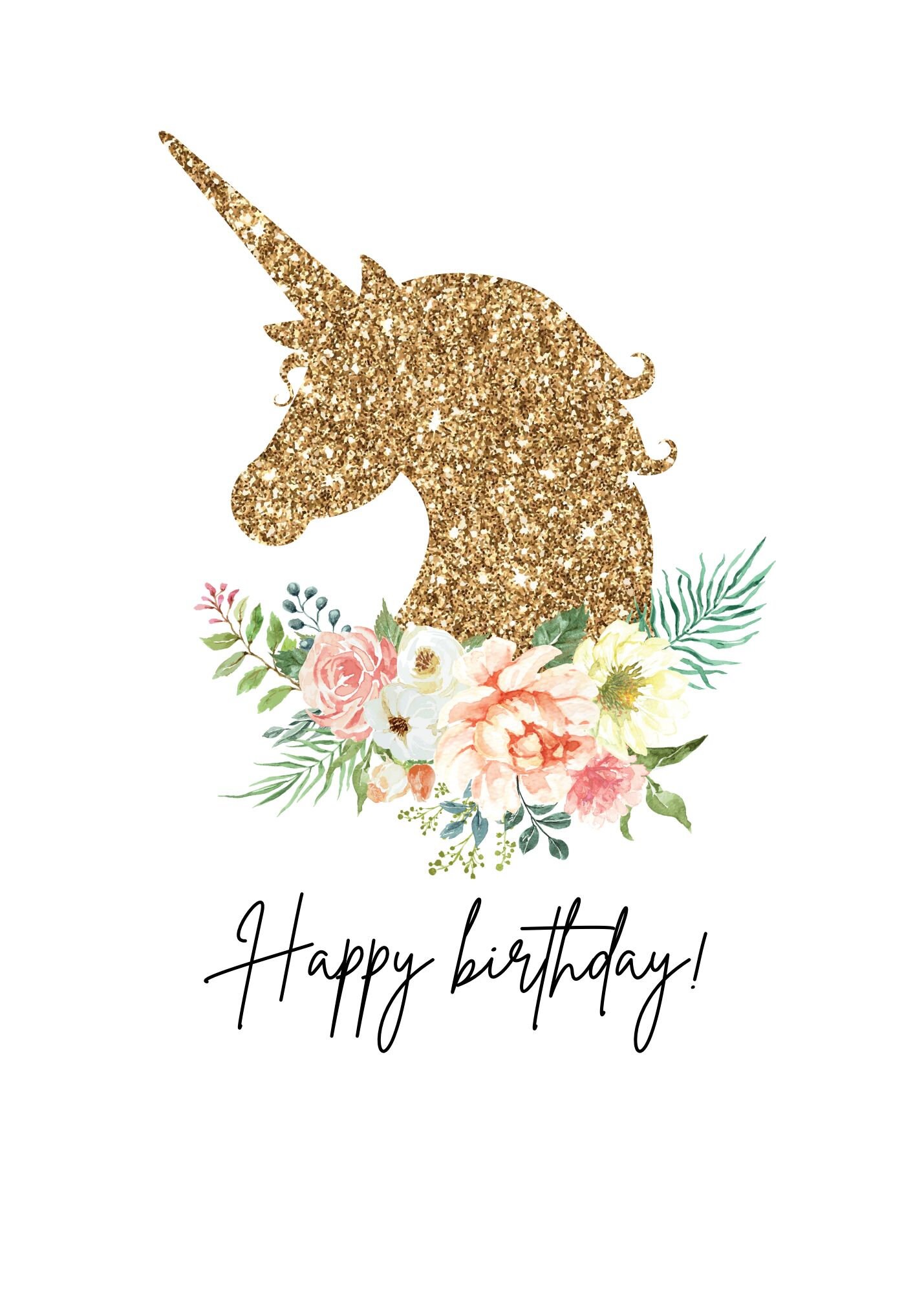 Unicorn Birthday Card Printable Etsy