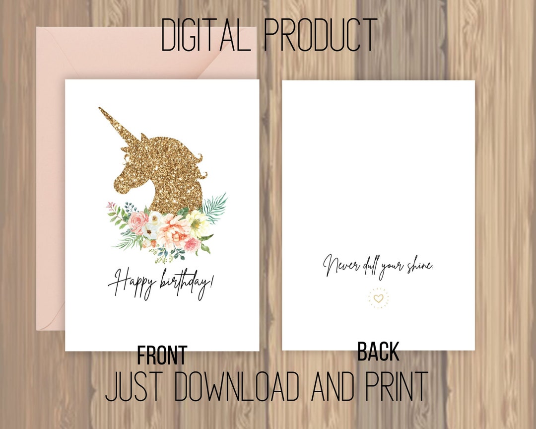 Unicorn Birthday Card Printable - Etsy