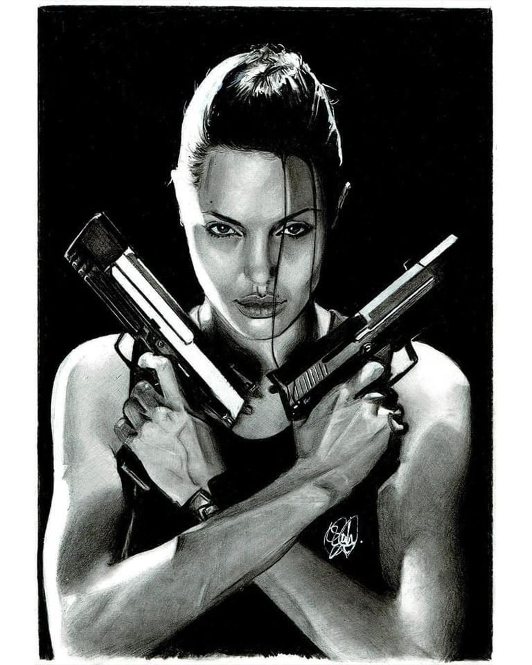 A4 Angelina Jolie Lara Croft Portrait - Etsy