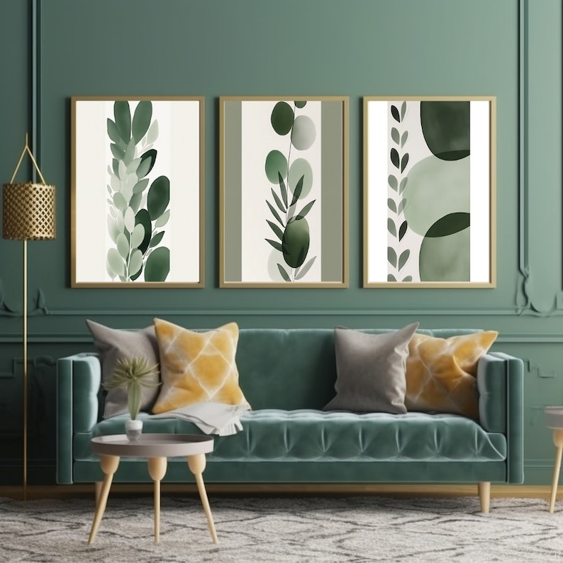 Sage Green Wall Art Set of 3 Prints, Home Decor, Boho Wall Decor ...