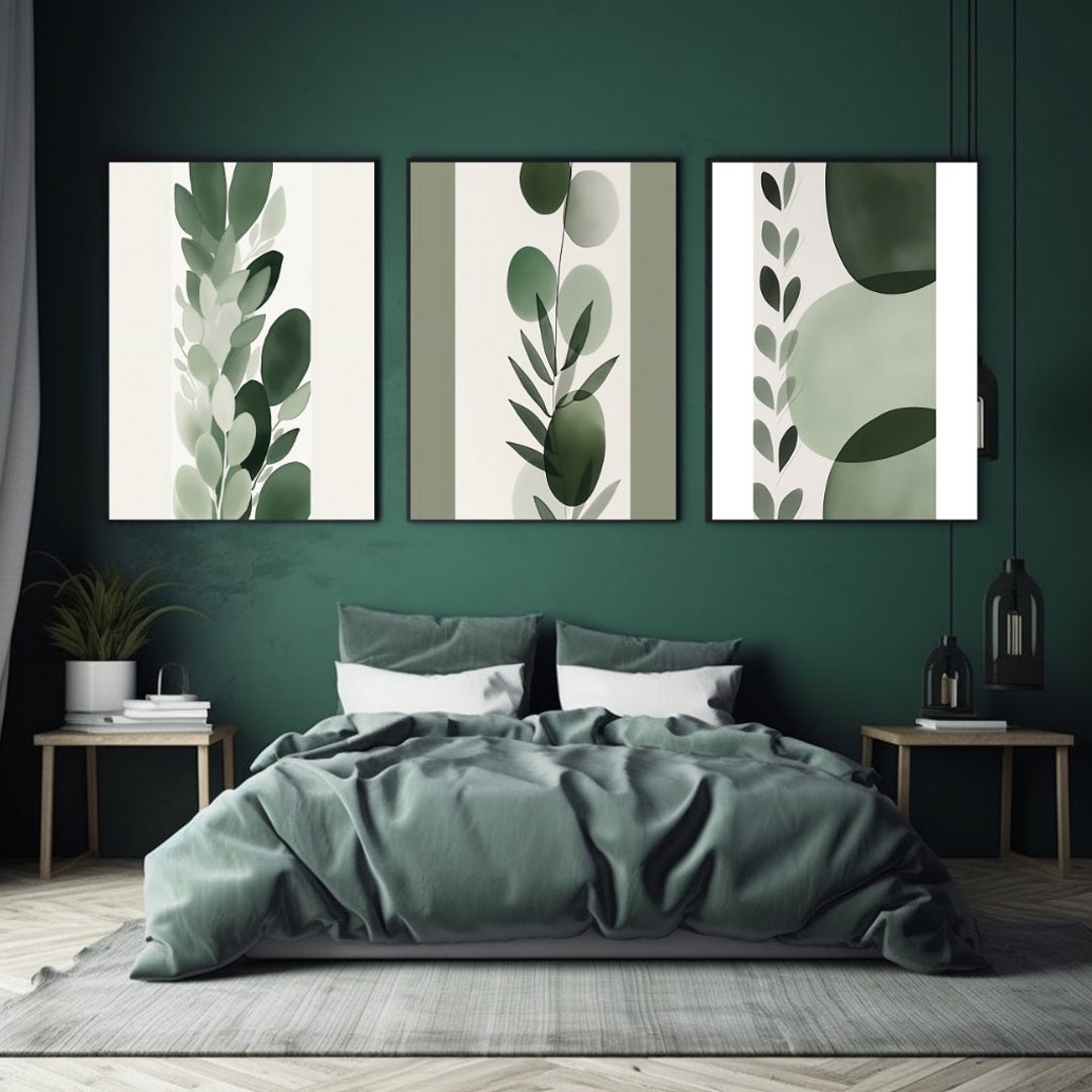 Sage Green Wall Art Set of 3 Prints, Home Decor, Boho Wall Decor ...