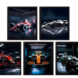 Set of 5 Formula 1 Wall Art Photos | Formula 1 Wall Art | Racing Car Photos | Digital Images | Formula 1 Nursery Print | Boys Room Decor