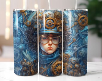 Steampunk Seamless Tumbler Wrap Design - 20oz Steampunk Sublimation Tumbler Wrap - Straight & Tapered PNG - Skinny Tumbler PNG