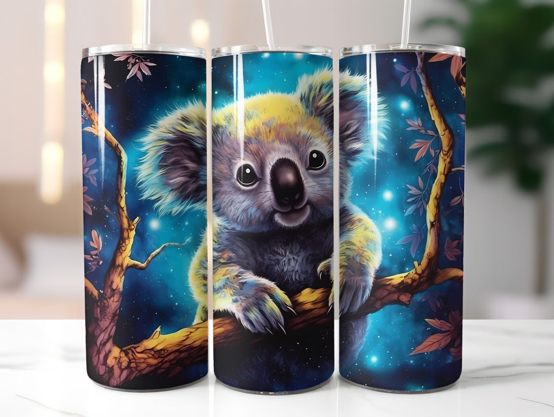 Baby Koala Seamless Tumbler Wrap Design Koala 20 Oz Sublimation Tumbler