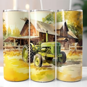 Farm Tractor 20oz Tumbler Wrap Design - Seamless Sublimation Tumbler Wrap - Straight & Tapered PNG - Seamless Skinny Tumbler