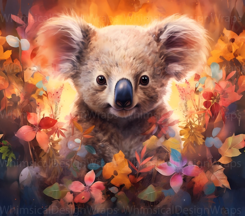 Baby Koala Seamless Tumbler Wrap Design Koala 20 Oz Sublimation Tumbler