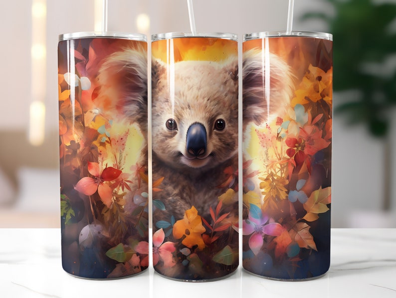 Baby Koala Seamless Tumbler Wrap Design Koala 20 Oz Sublimation Tumbler