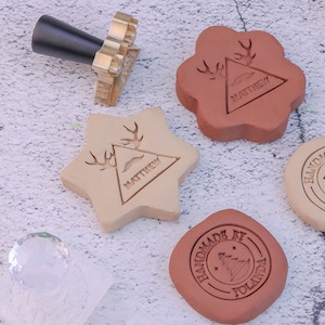 Timbro in argilla con iniziali personalizzate, timbri in ceramica personalizzati, timbro in ottone personalizzato per argilla