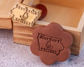 Custom Brass Pottery Stamp: Clay Embossing, Soap Making, Business Logo