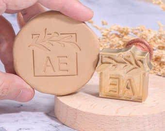 Custom Brass Clay Stamp: Initial Pottery, Soap, and Ice Stamp, Ceramic Signature for Wife